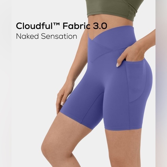 Halara Cloudful™ Fabric 3.0 High Waisted Crossover Yoga Biker Shorts 7" XS - Picture 1 of 3